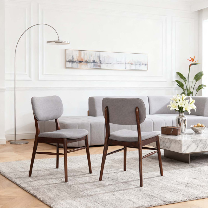 Ensemble de 2 chaises de salle à manger rembourrées de style Mid-Century avec structure en bois, élégantes et confortables
