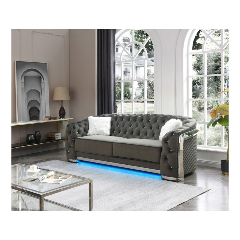 Canapé réglable avec repose-pieds, Gris, 3