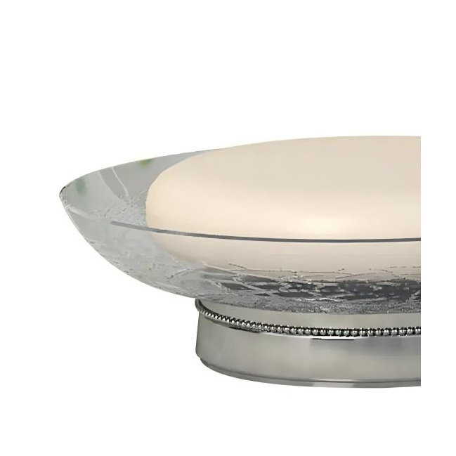 Porte-savon en verre gris acier avec base en métal pour comptoir de salle de bain et douche