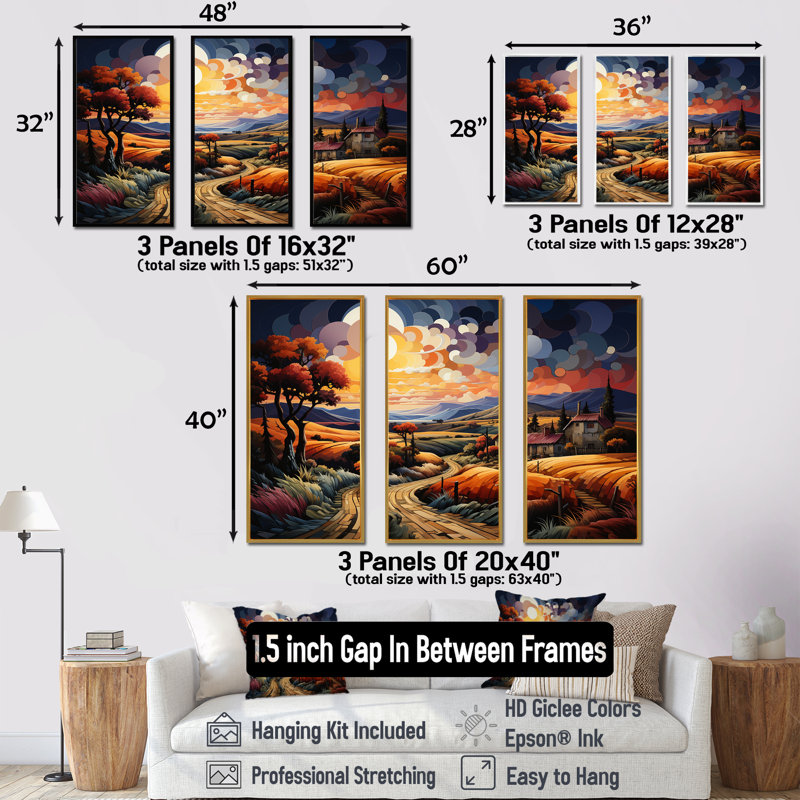 Ensemble d'art sur toile Cubic, H 40 po x l 60 po x P 1 po, Cadre flottant blanc