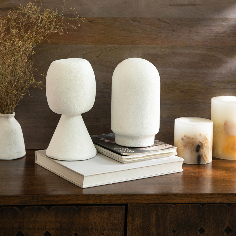 Cloud Abstract Ecomix Sculpture Set of 2 with Matte White Sustainable Finish