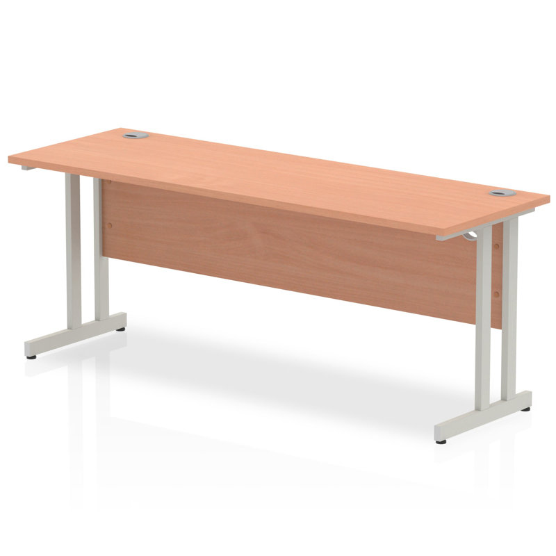 Impulse Metal Base Computer Desk, Silver, Beech, 73cm H x 160cm W x 60cm D