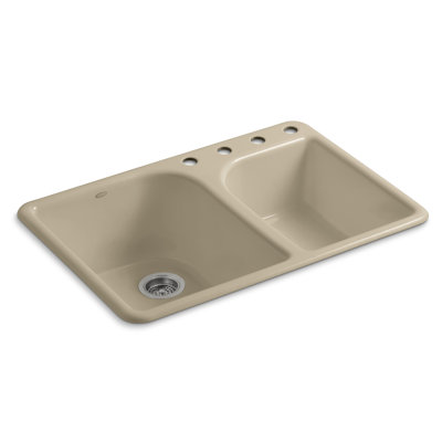 Executive Chef 33" L x 22" W Drop-In Kitchen Sink with 4 Faucet Holes