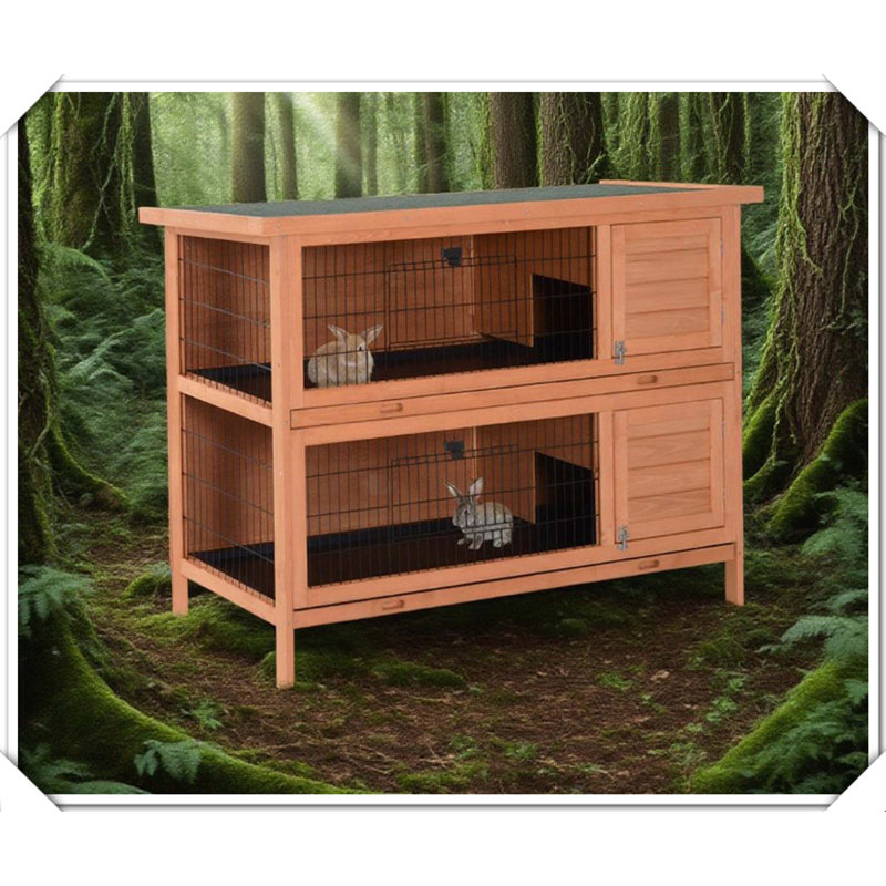 Cage à lapin en bois avec cage pour petits animaux, H 36,8 po x l 19,5 po x P 53,8 po, Orange