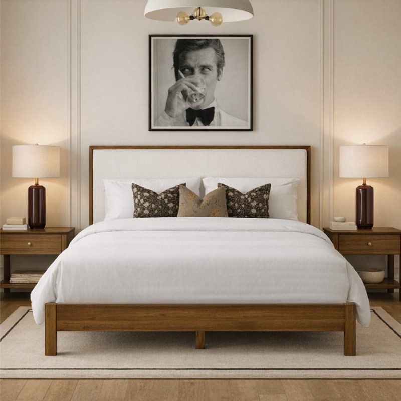 Luca Solid Wood Upholstered Boucle Bed Frame