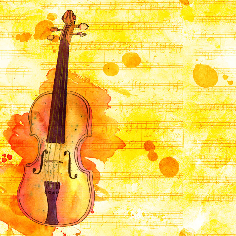 Violin On Faded Sheet Music, Golden Toned Design Template by Plateresca - Wrapped Canvas Print, 30cm H x 30cm W x 3.8cm D