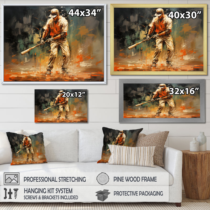Baseball abstrait Infield - imprimé, H 12 po x l 20 po x P 1 po, Cadre flottant noir