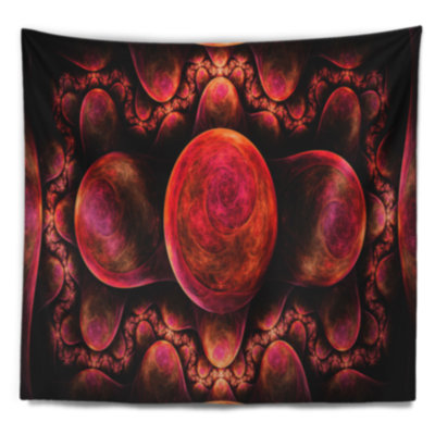 Tapisserie abstraite à motif fractal exotique rouge