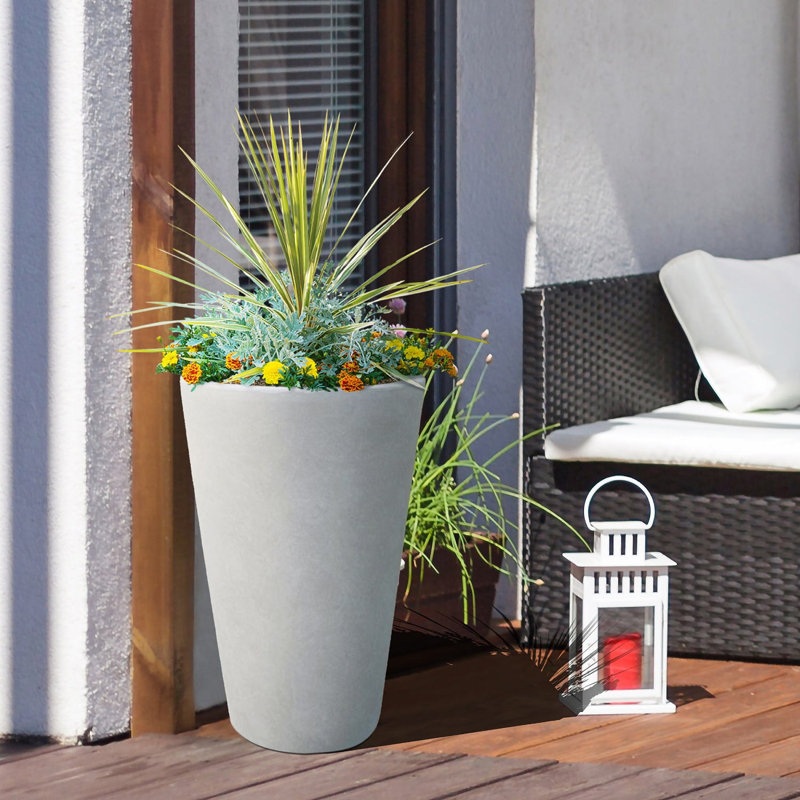 Fibreglass Plant Box, 57cm H x 41cm W x 41cm D, Stone Grey