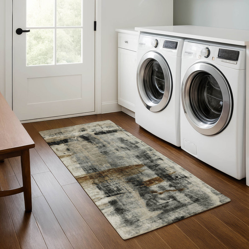 Premium Machine Washable Pinkston AMF1982 Abstract Rug, Runner 2'3" x 7'6"