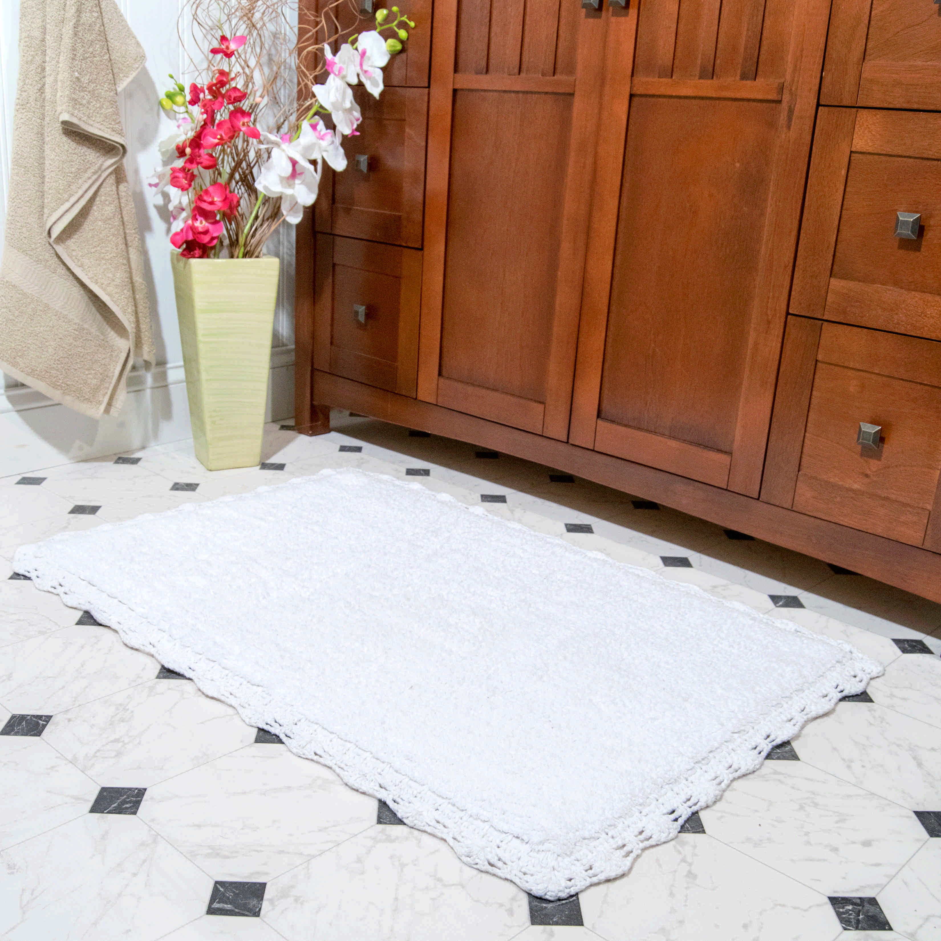 Ivory Ebern Designs Fromma Rectangle 100% Cotton Reversible piece Bath Rug Set & Reviews | Wayfair