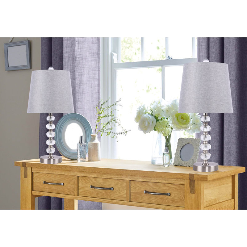 Ensemble de lampe de table 21,25 po, Nickel brossé, Gris