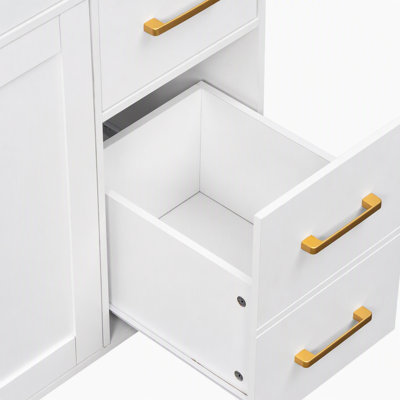 Meuble-lavabo autoportant de 122 cm (48 po) avec lavabo en composite, 7 tiroirs et 1 porte