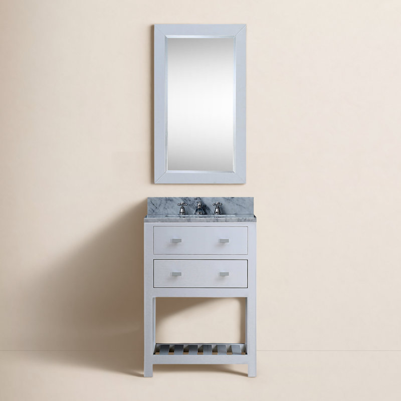 Madalyn 24" Single Sink Bathroom Vanity Set, Solid White, Faucet Included