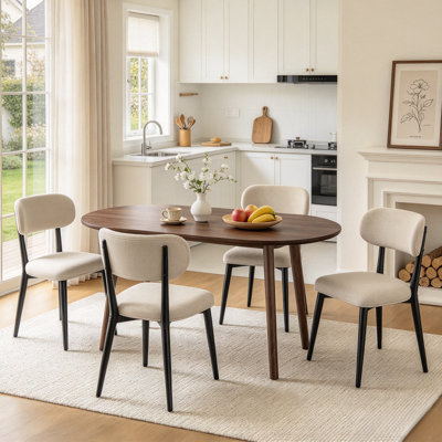Ensemble de table de salle à manger 63,2 po, table de cuisine moderne avec 4 chaises rembourrées, ensemble de table 5 pièces pour salle à manger, appartement