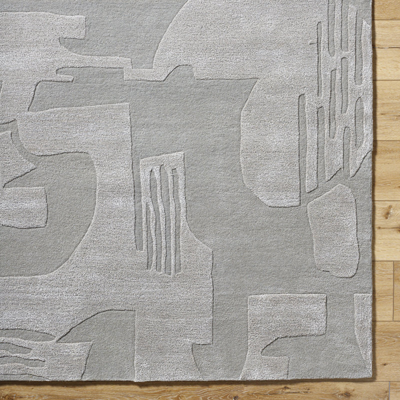 Hand-Tufted Beige Wool and Viscose Rectangular Rug 2' x 3'