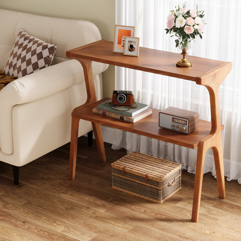 Nekayla Slim End Table with Solid Wood Legs , Walnut