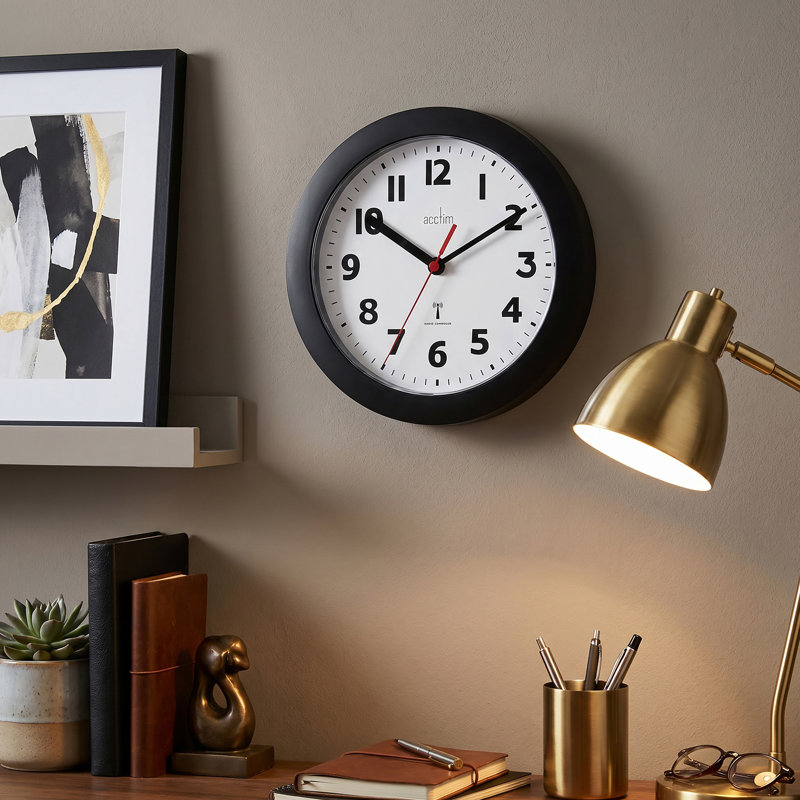 Acctim Parona Wall Clock Radio Controlled, Black, 23 x 23 x 4cm