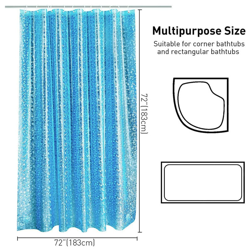 Shower Curtain, Blue Cobblestone, 180cm H x 200cm W