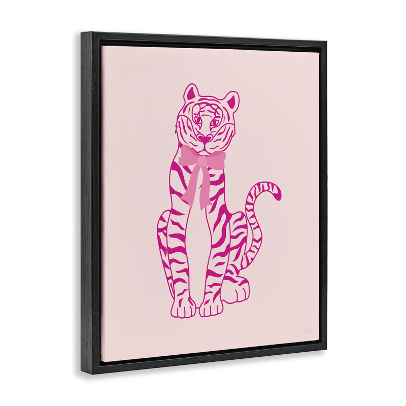 Mod Mod Tiger avec cadre flottant à nœuds, design par Natalie Carpentieri, H 31 po x l 25 po, Cadre flottant noir de jais