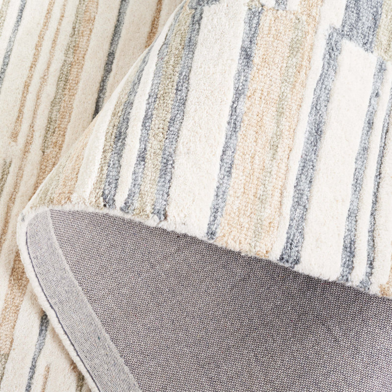 Kovacev Hand Tufted Wool/Cotton Abstract Rug in Beige/Ivory, Rectangle 5' x 8'