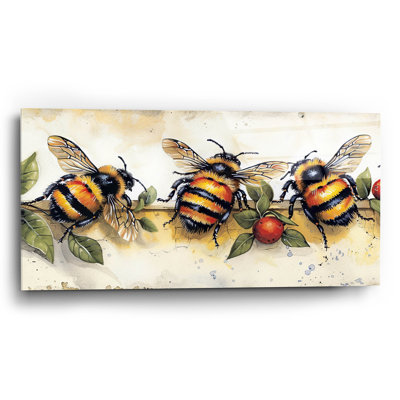 «Three Bees On The Wall» par Momart, art mural en verre acrylique