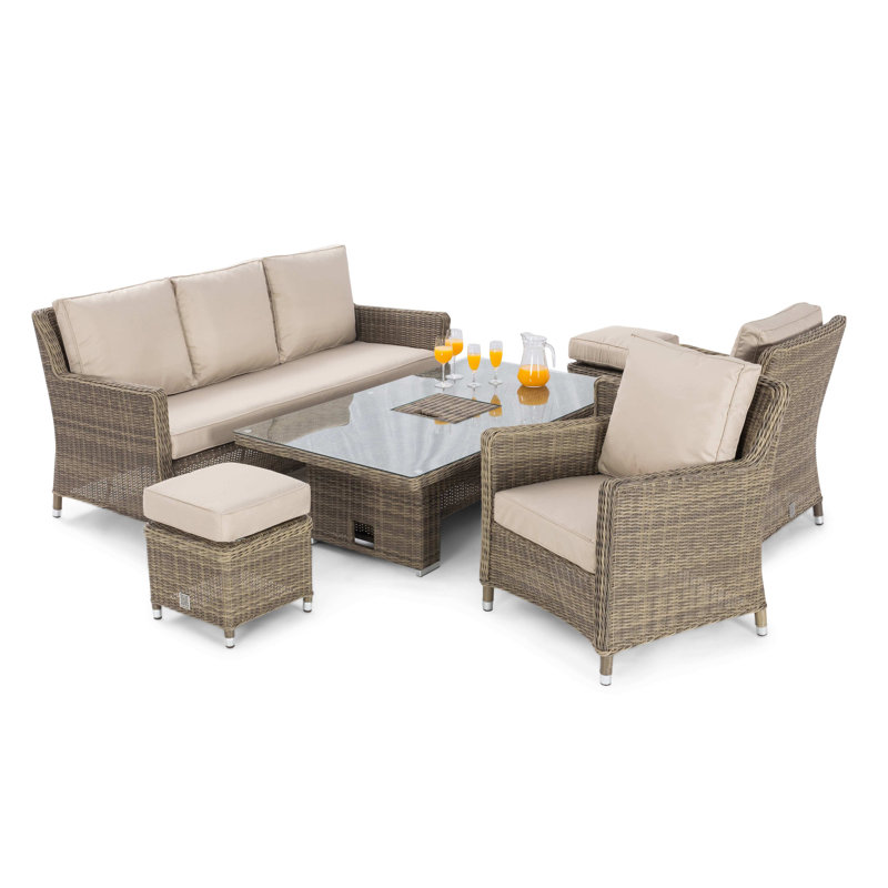 Lotta Sofa Rattan Dining Set - with Ice Bucket & Rising Table