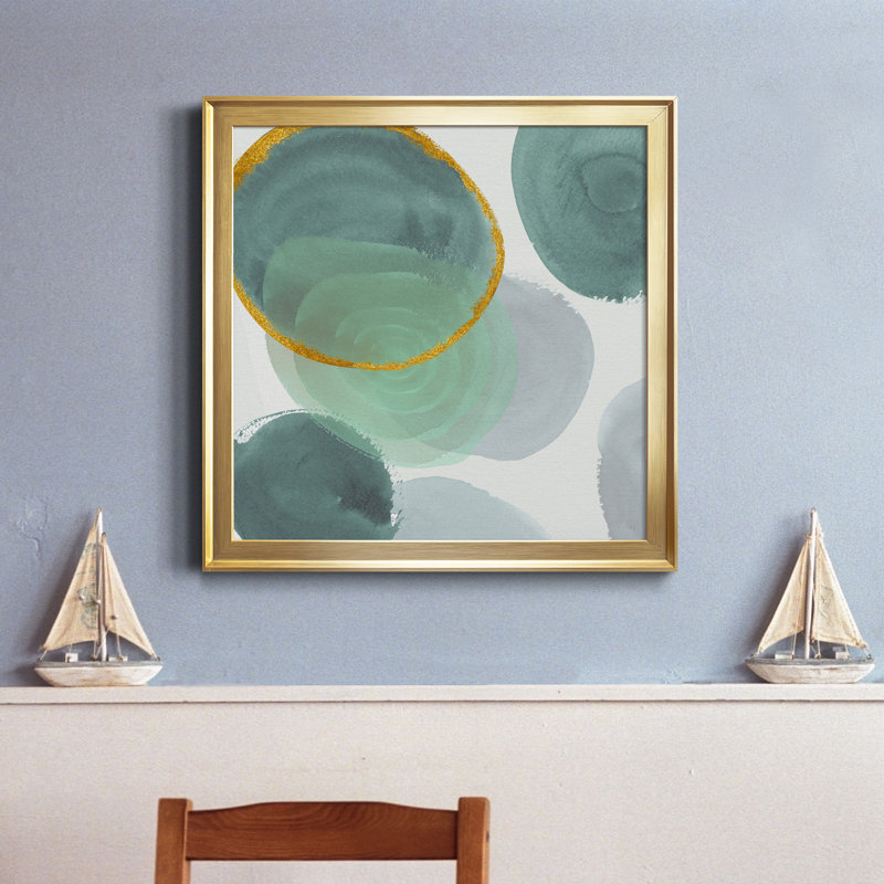 Ontario II - peinture sur toile encadrée, H 34,5 po x l 34,5 po x P 1,5 po, Encadrement doré