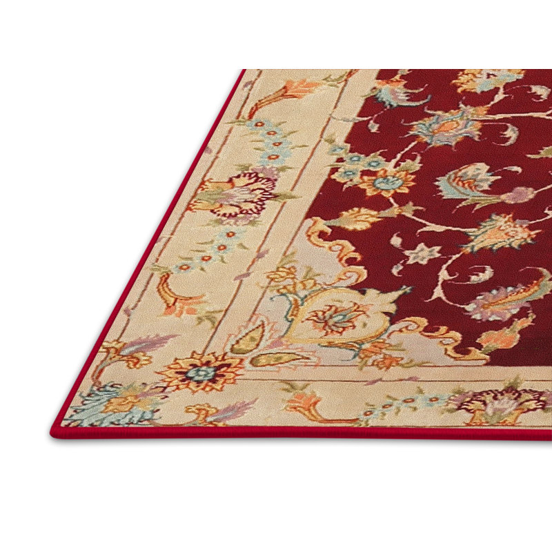 Tapis traditionnel rouge / beige Grooms, Rectangle 6 pi x 9 pi