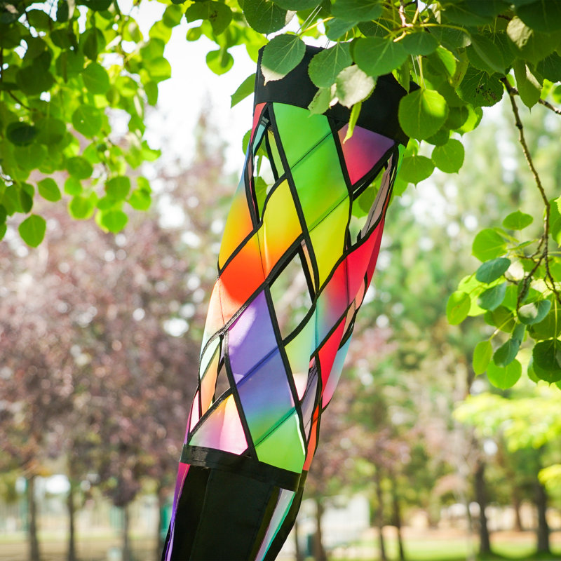 Colorful Lattice Polyester Outdoor Windsock with Tails