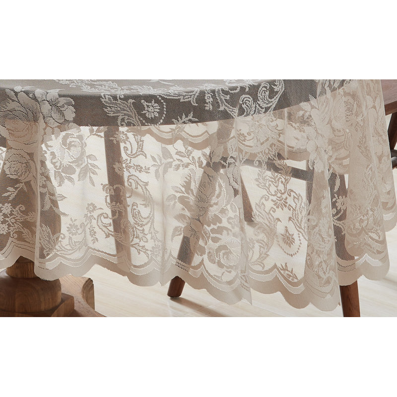 Delmarco Floral Lace Oval Tablecloth, 84" x 60", Gold