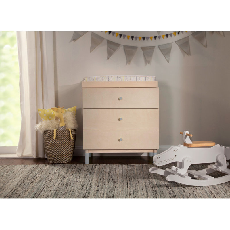 Gray Pine Nursery Crib and Dresser Feet Set