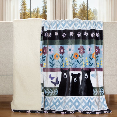 Carstens, Inc. Ultra Premium Super Soft Plush Sherpa Fleece Oversized Throw Blanket 54" x 68", Bear Garden