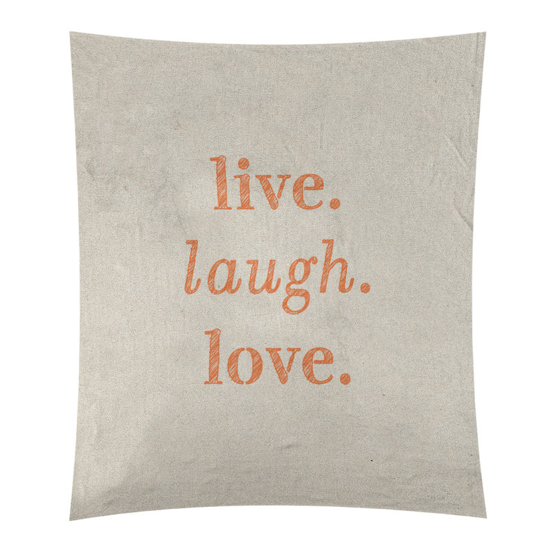 Tapisserie en polyester de rires d’amour en temps réel en polyester, H 27,5 po x l 37,5 po, Blanc / Orange