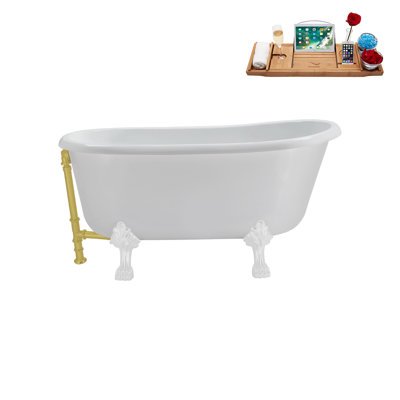 57.5'' x 29.5'' Freestanding Soaking Acrylic Bathtub