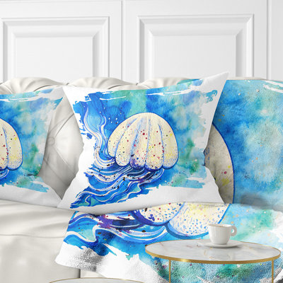 Jellyfish Watercolor - coussin à imprimé animal