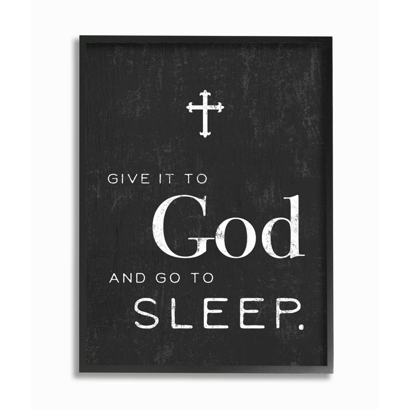 Impression d'art graphique «donner à Dieu», H 14 po x l 11 po x P 1,5 po, Giclée encadrée noir minuit