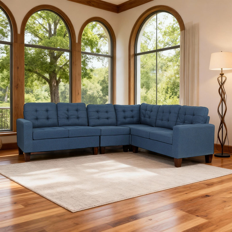 4-piece Modern Upholstered Modular Sectional With Plush Seating