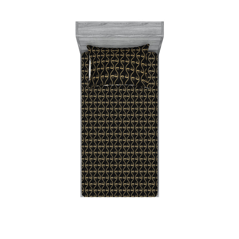 Drap-housse et taie décorative Ambesonne motif art déco damassé gris anthracite et beige