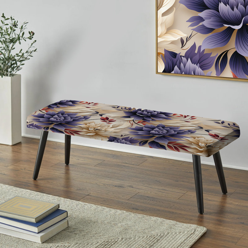 Banc rembourré floral mauve à motif floral