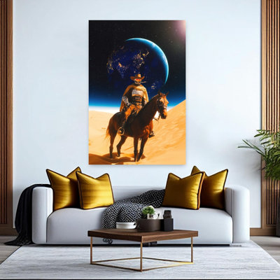 Space Cyborg Retro Vintage Abstract Horse Animal Landscape Wall Art Print