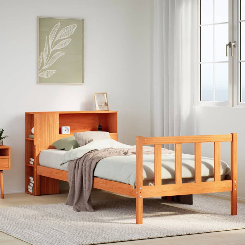 Arwand Solid Wood Bed, 75 x 190 cm, Wax Brown