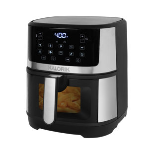  Kalorik FT 45418 BK 2-in-1 Digital Air and Deep Fryer, Black,  LED Display Features Easy-to-use Digital Controls with 8 Cooking Presets,  3-Quart Basket Yields 3 to 4 Servings, Detachable Power Cord 