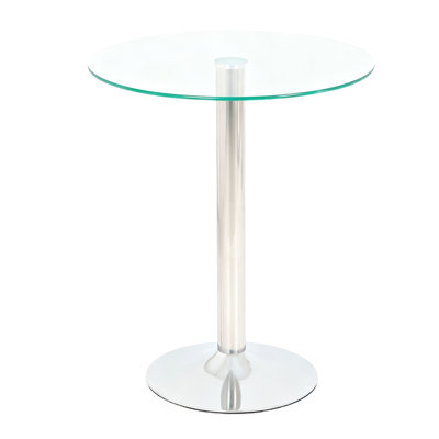 Table d'appoint ronde en verre, 60 cm (23,62 po), table de chevet moderne en verre trempé avec pied central chromé, petite table d'appoint pour salon, chambre, bureau et petits espaces