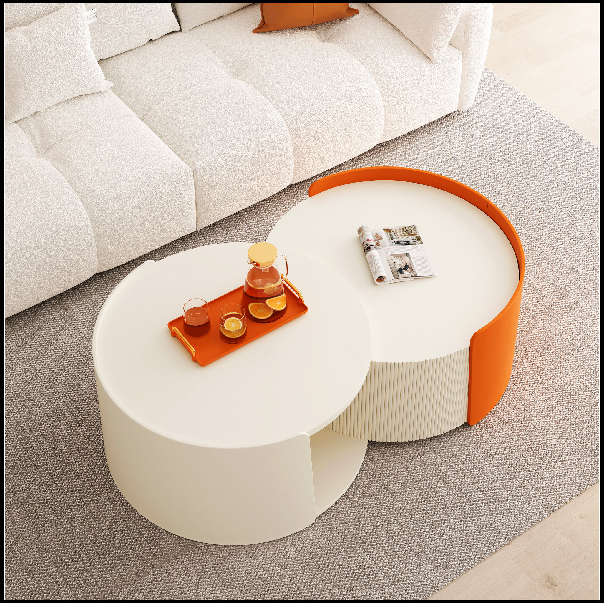 Ivy Bronx Nesting Coffee Table, Round Nesting Tables and End Tables for