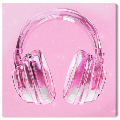 Clear Crystal Headphones Canvas Pink Gaming Prints by