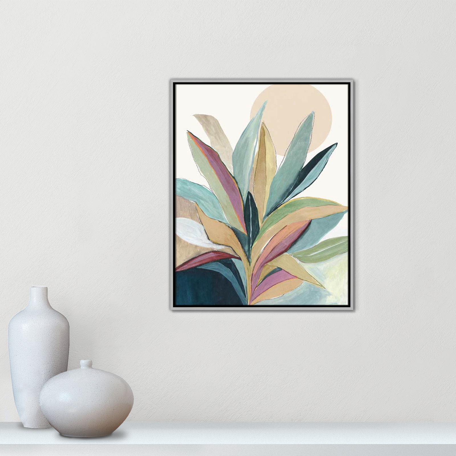 Sherbrooke Sunny Bright Leaves I by Asia Jensen Print, No Mat, Silver Floater Framed, 29.5" H x 23.5" W x 2" D