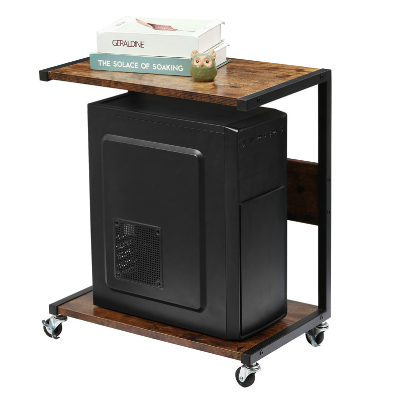 22'' H x 19.68'' W CPU Holder with Wheels, Brown