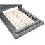Très grand lit contemporain, tête de lit surdimensionnée, structure rembourrée en flanelle grise, plateforme avec accoudoirs, lit à structure en bois avec essence, rembourré, prêt pour le matelas