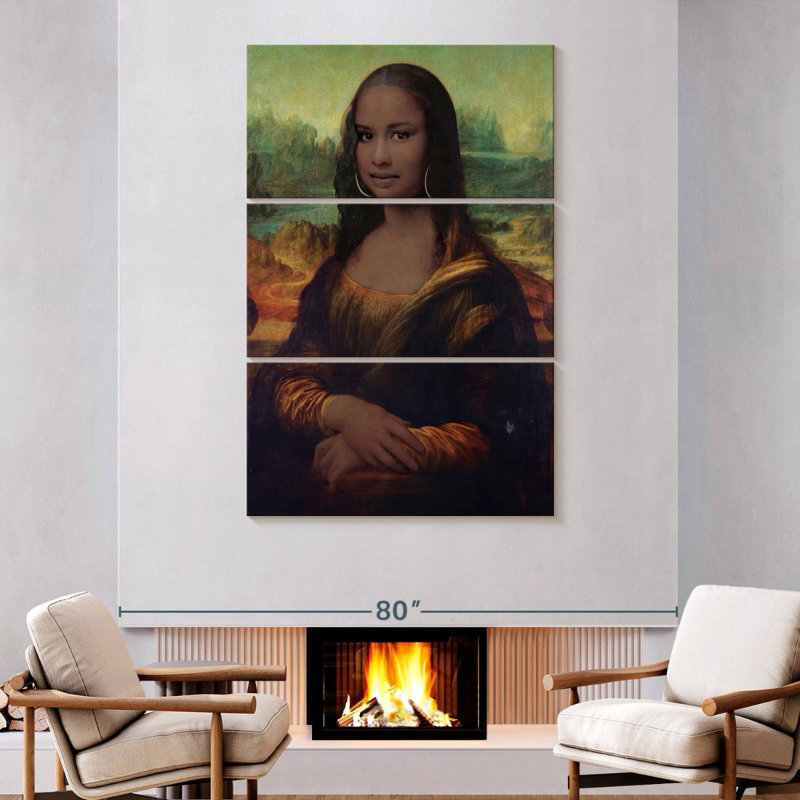 Leisha Mona Lisa d'inspiration afro-américaine, H 74 po x l 48 po